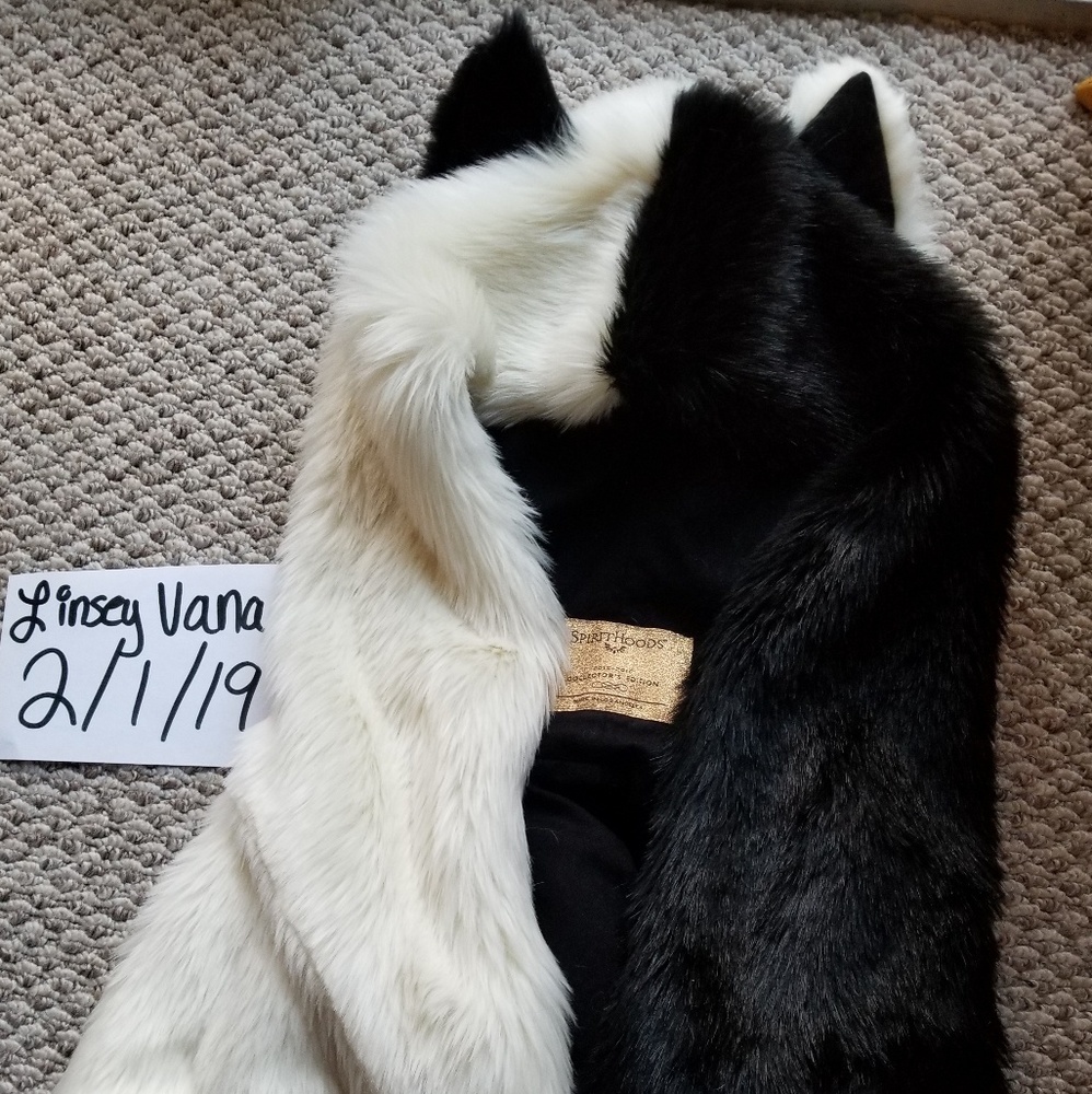 Spirithoods Moon wolf shawl yin yang faux fur